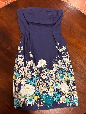 Old Navy Navy Strapless Floral Sundress